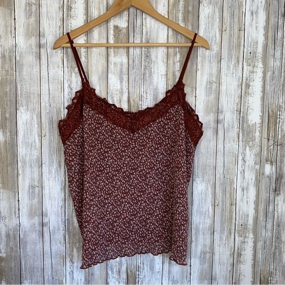 NWT Everleigh Maroon Floral Cami Tank - Picture 1 of 5